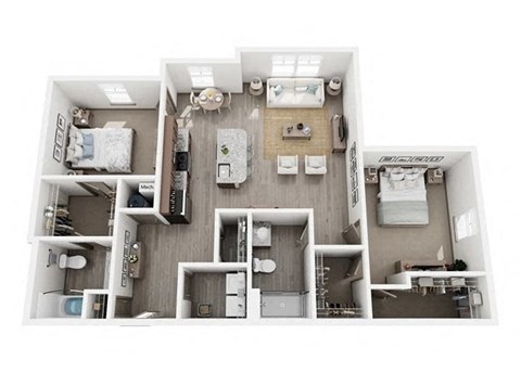 Retreat Floor Plan | 1,270 Sq. Ft. at Village at Westland Cove Apartments, Knoxville, 37922