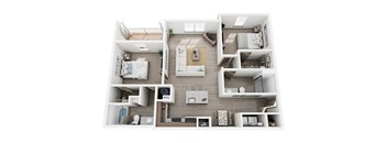 Watermark Floor Plan | 1,232 Sq. Ft. at Village at Westland Cove Apartments, Tennessee, 37922
