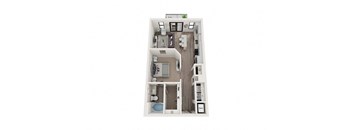 A1 Floor Plan | 672 Sq. Ft. at One Riverside Apartments, Tennessee
