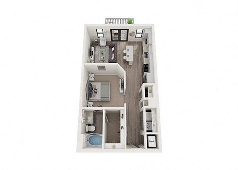 A1 Floor Plan | 672 Sq. Ft. at One Riverside Apartments, Tennessee