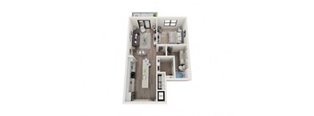 A2 Floor Plan | 755 Sq. Ft. at One Riverside Apartments, Tennessee