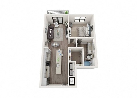 A2 Floor Plan | 755 Sq. Ft. at One Riverside Apartments, Tennessee