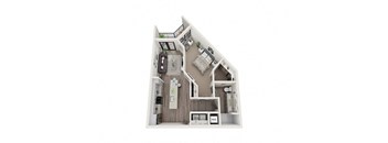 A3 Floor Plan | 779 Sq. Ft. at One Riverside Apartments, Chattanooga, 37403
