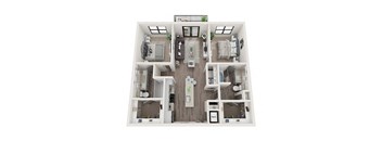 B1 Floor Plan | 980 Sq. Ft. at One Riverside Apartments, Tennessee