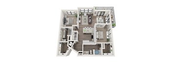 B2 Floor Plan | 1,145 Sq. Ft. at One Riverside Apartments, Tennessee