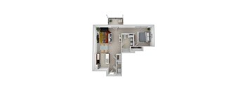 a floor plan of a small apartment with a bedroom and a living room