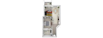 a floor plan with a bedroom and a living room