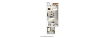 a bedroom floor plan with a bathroom and a closet