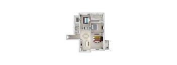 a floor plan with a bedroom and a living room