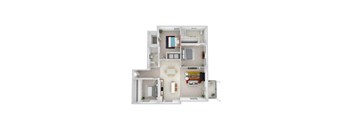 a floor plan with a bedroom and a living room