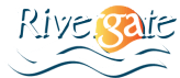 The image is a logo for a company named Rivergate.