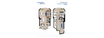 River City - 2 Bed/2.5 Bath Floor Plan