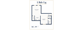 A floor plan for a 1 Bedroom, 1 Bathroom apartment sized 528-675 square feet.