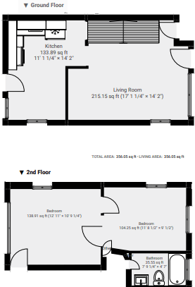 the floor plans for the first and second floors of a house