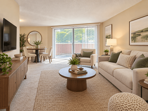 A living room with a couch, chairs, and a coffee table.