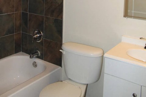 a bathroom with a toilet sink and bathtub