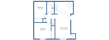 a blue and white floor plan of a house