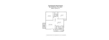 a floor plan of two bedrooms and one bath