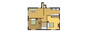 a floor plan of a house with a bedroom and a living room