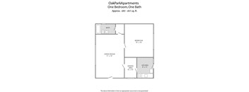 the floor plan of oak park apartments one bedroom one bath