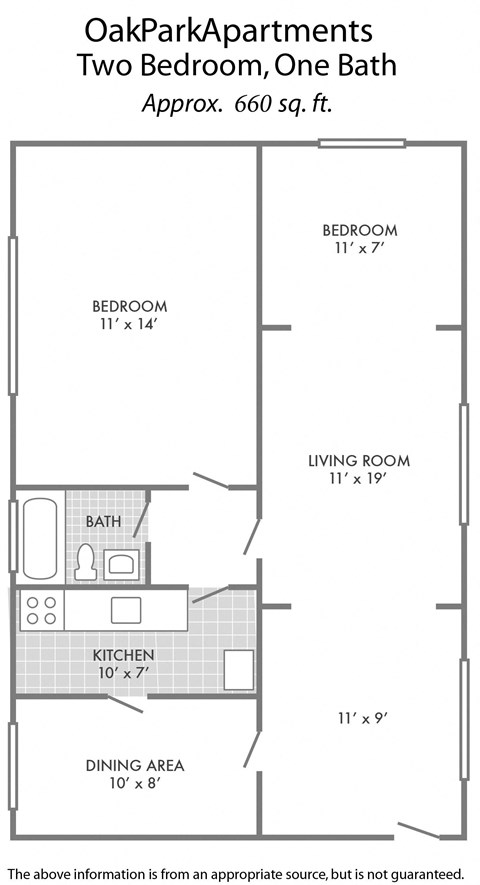 the floor plan of oak park apartments