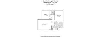 the floor plan of southwood apartments one bedroom, one bath