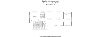 the floor plan of southwood apartments two bedroom, one bath