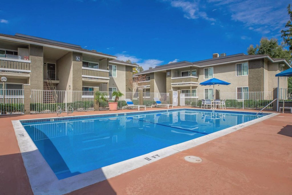 the swimming pool at the apartments for rent