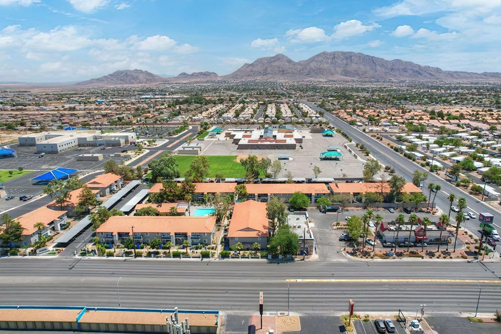 an aerial view of the city