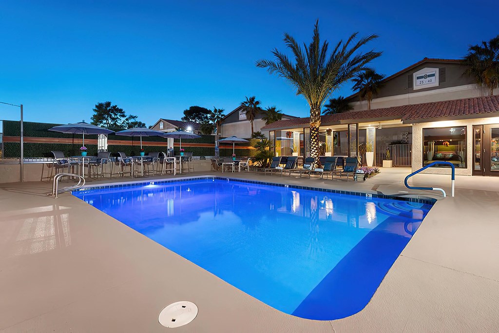 the swimming pool at the resort at night