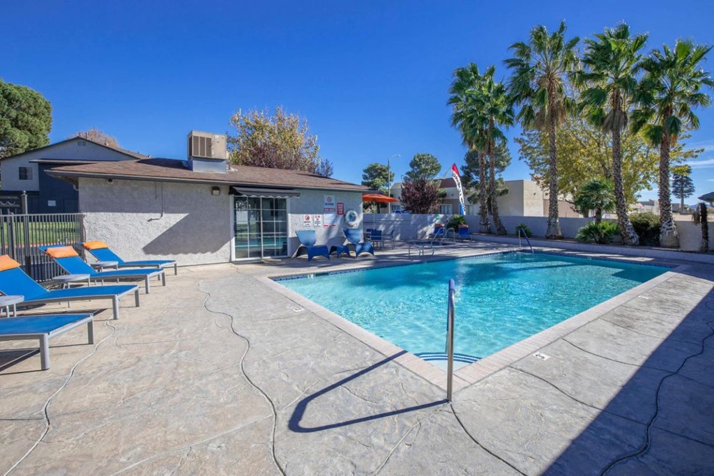 the swimming pool at the apartments for rent