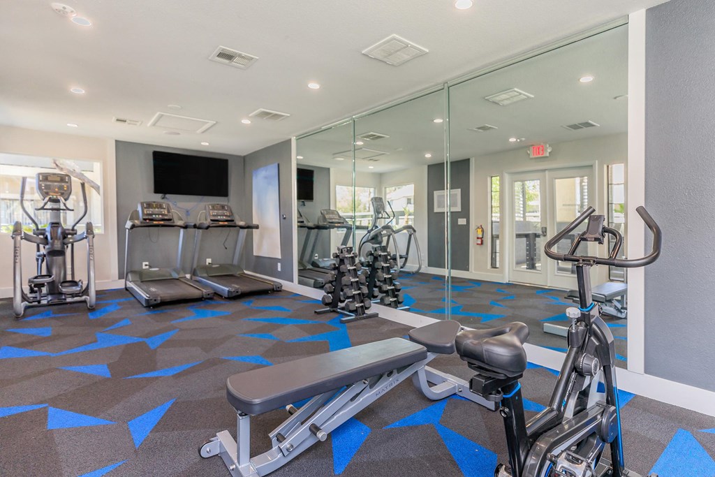 the gym at the preserve at polk apartments