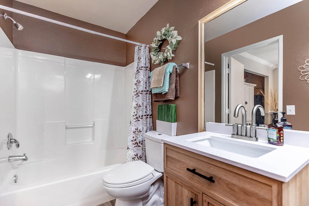 a bathroom with a sink and a toilet and a shower