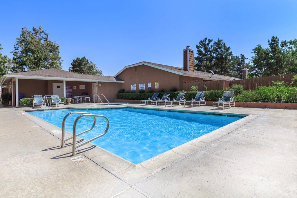 the swimming pool at the apartments for rent