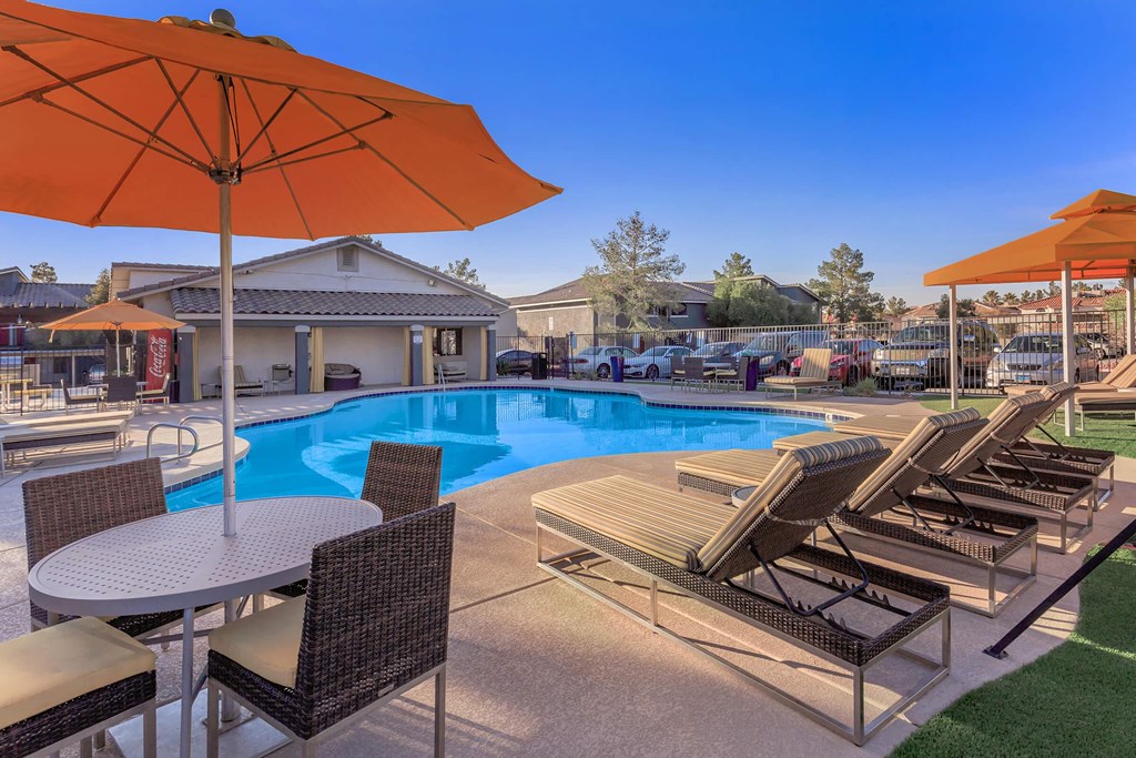 our apartments have a pool and lounge furniture
