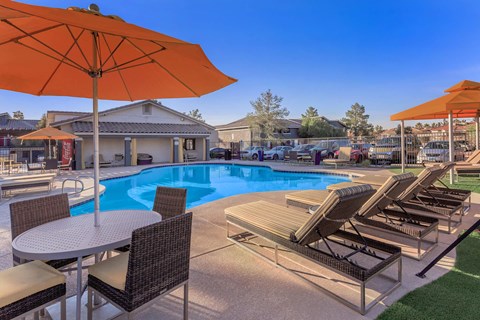 our apartments have a pool and lounge furniture
