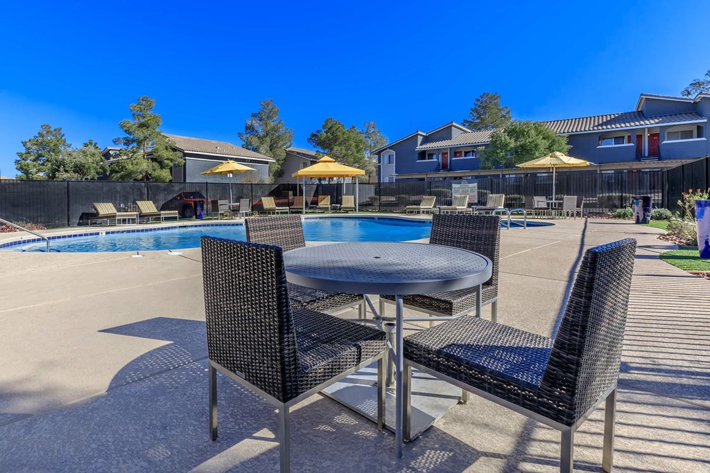 our apartments have a resort style pool and patio