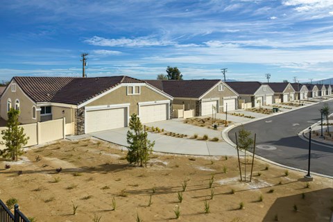 a group of houses on a street in a subdivision