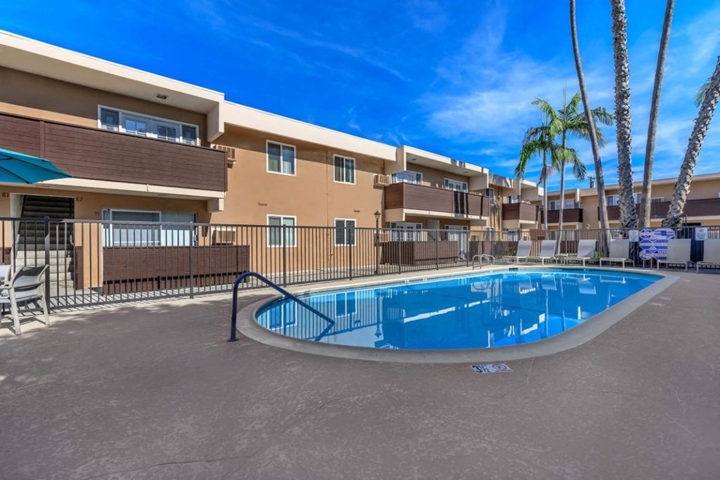 the swimming pool at our apartments in palm springs