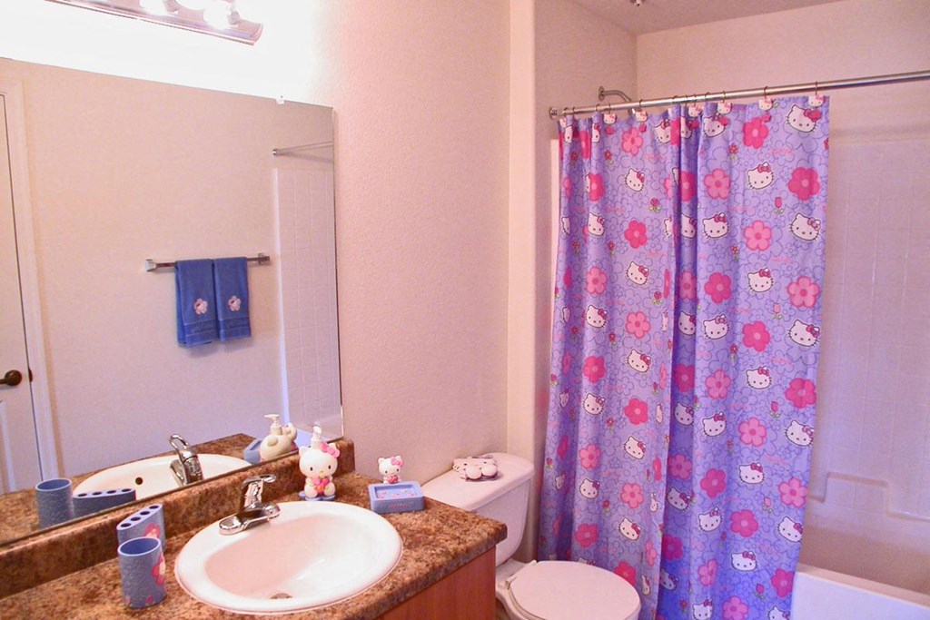 a bathroom with a sink toilet and a shower curtain