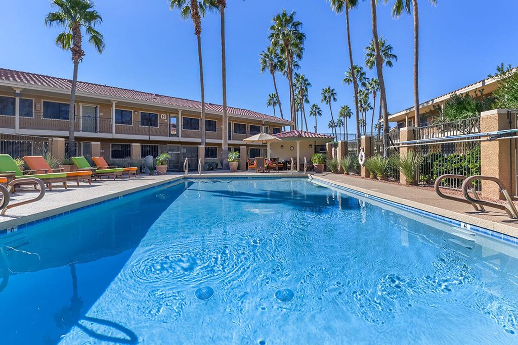 the swimming pool at our hotel in palm springs