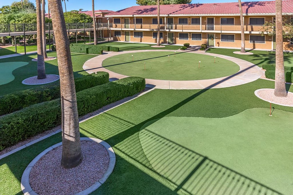 a view of the golf course at the resort