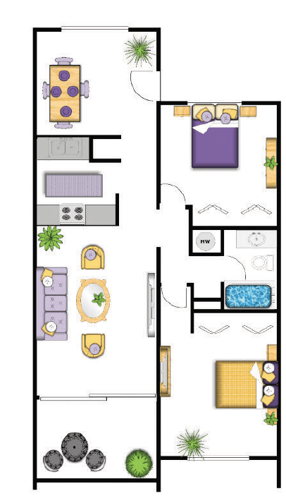 a floor plan of a small house with a living room