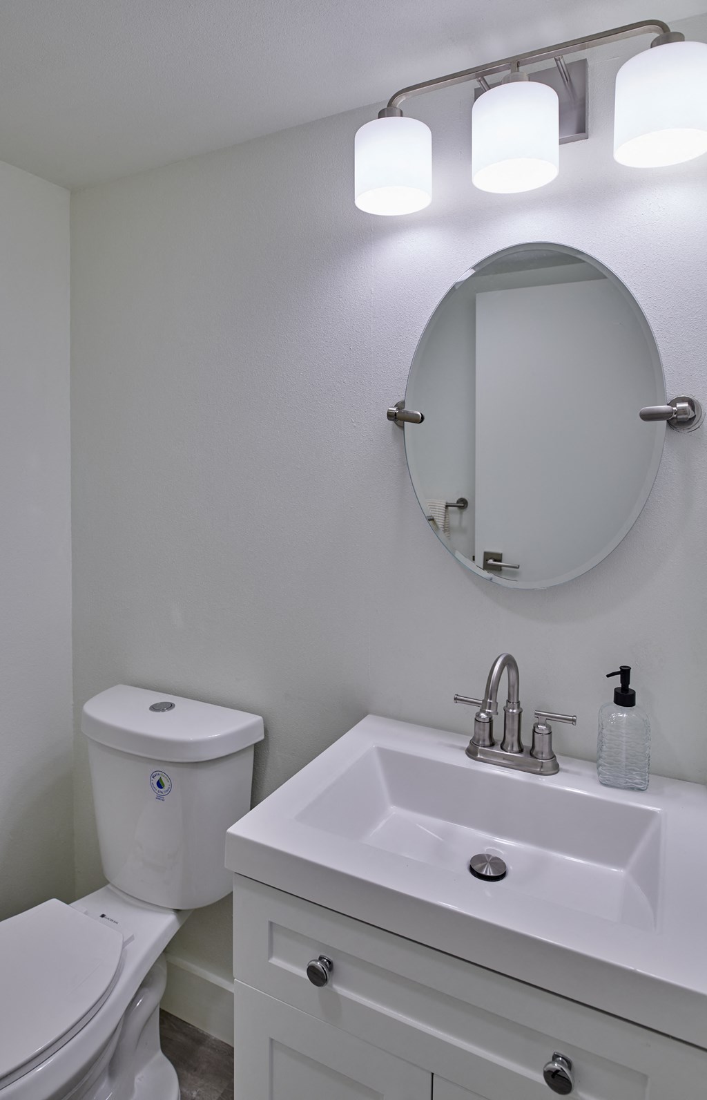 a bathroom with a sink and a mirror and a toilet