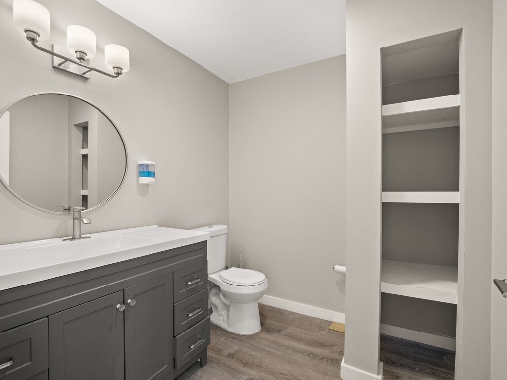 a bathroom with a toilet and a sink and a mirror