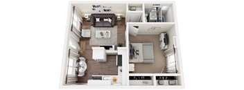 Fourth St 3D floor plan image of the 1bed 1 bath with 475 square feet
