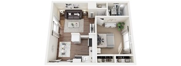 Fourth St 3D floor plan image of the 1bed 1 bath with 503 square feet