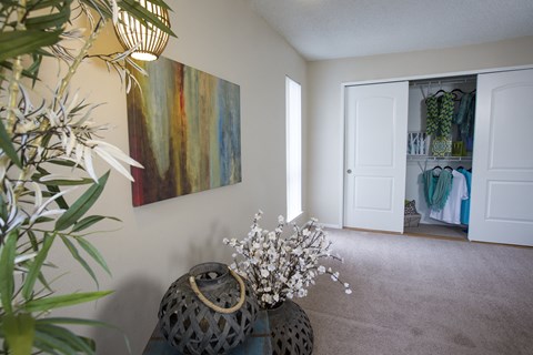 Model Home bedroom and closet at Abby Creek Apartments, California, 95608
