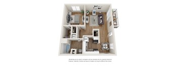 The Cove Floor Plan - One bedroom One bathroom with 661 square feet