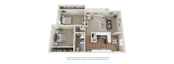 The Rosewood floor plan - 2 bedroom 1 bathroom with 940 square feet
